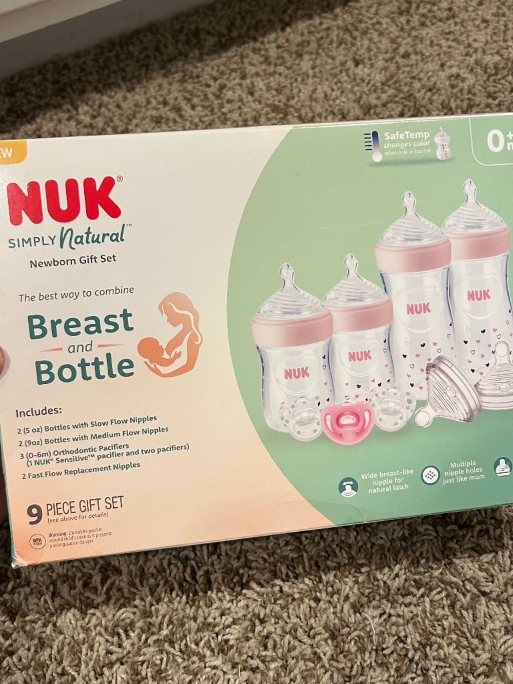 Nuk Simply Natural Newborn 9 Piece Gift Set New in Box